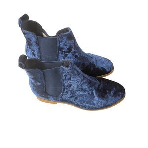 TOMS Blue Velvet Ella Ankle Boots Booties 6.5 M